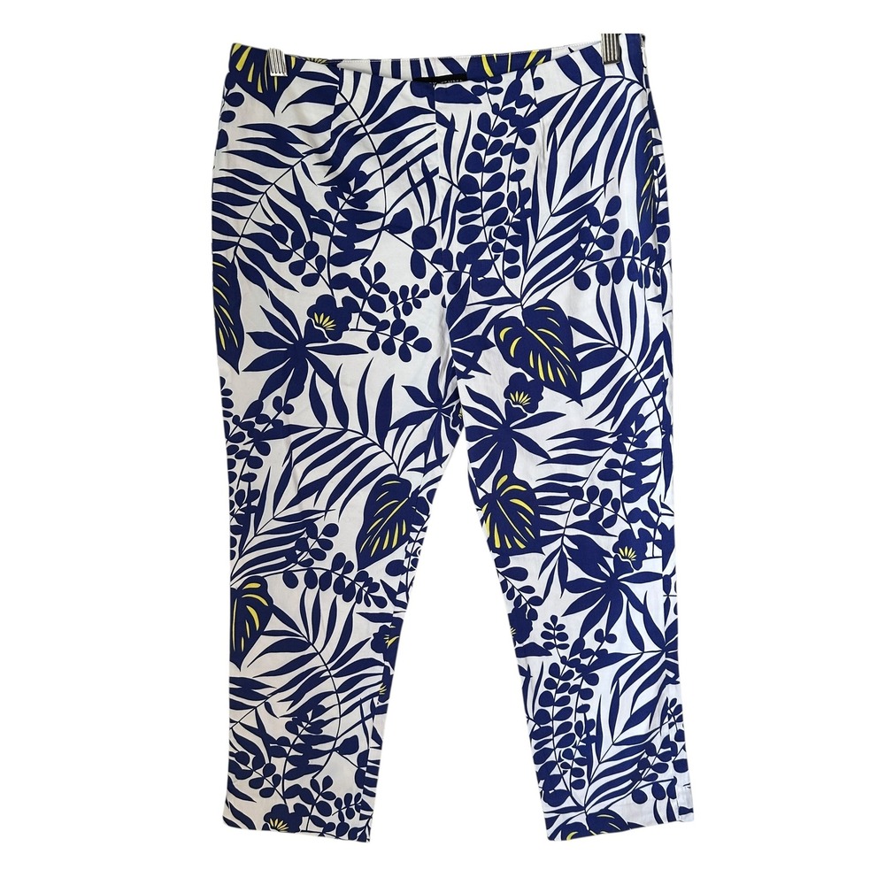 Randy Kemper Cropped Pants Tropical  Blue/White Coastal‎ Travel Size 6 Vacation